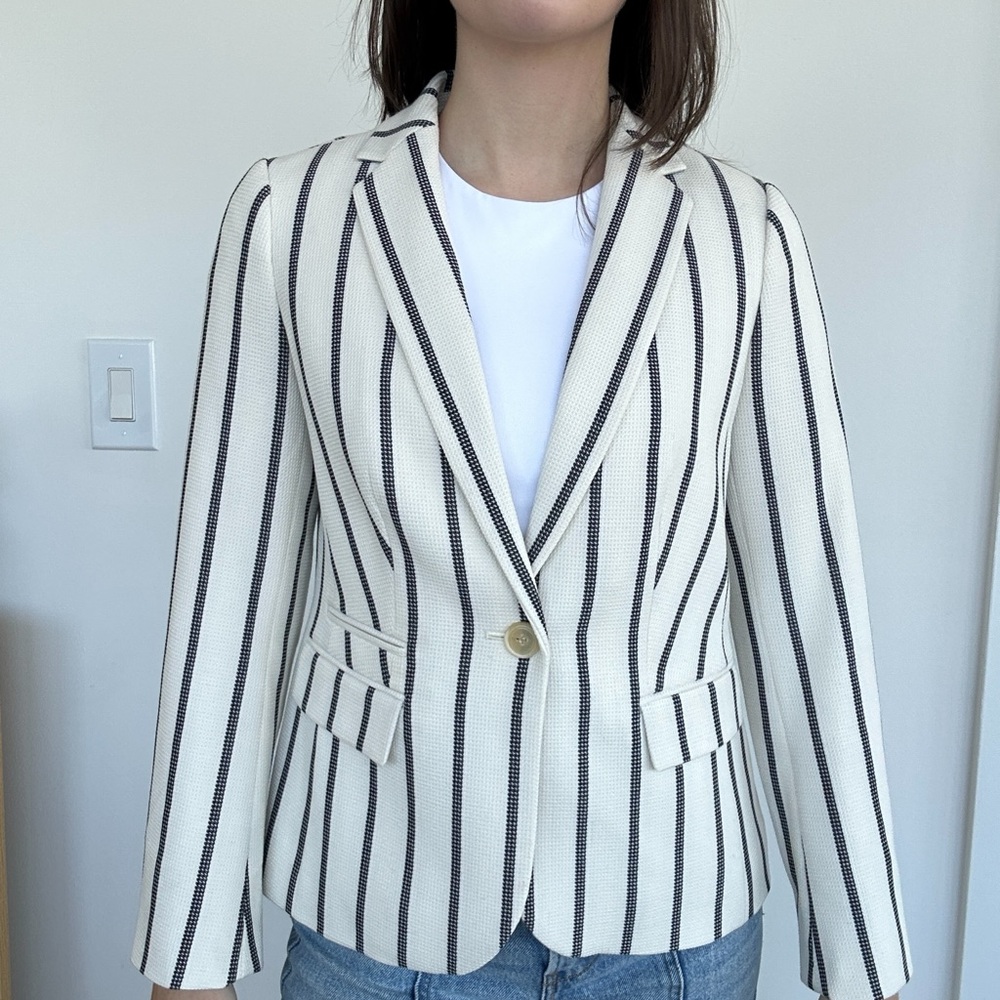 Talbots Black and White Striped Women's Blazer